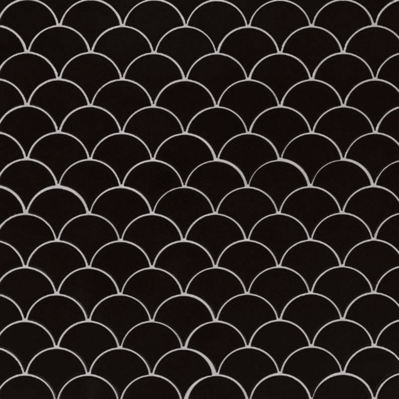 Midnight Scallop Glossy Ceramic Mosaic Tile