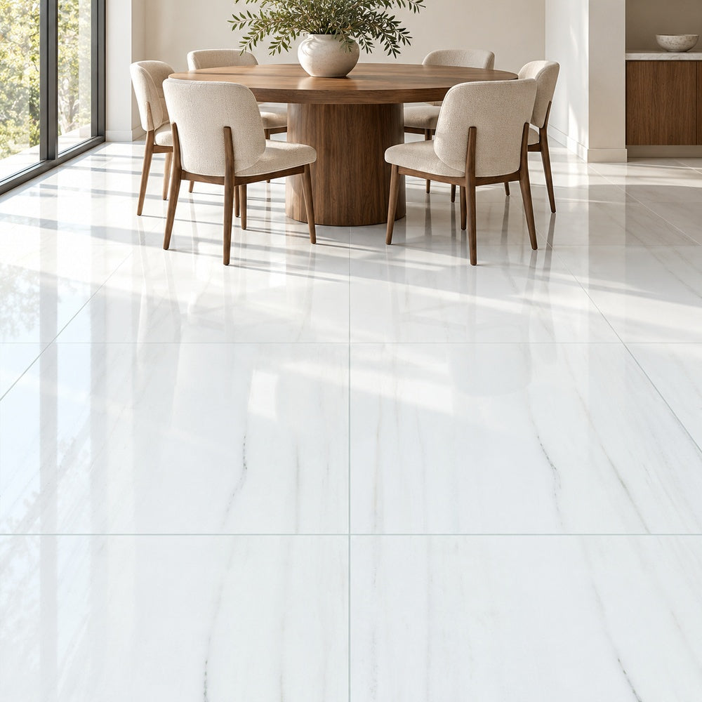 Eterna Calacatta Sailo 48x48 Polished/Honed Porcelain Tile — generated installation scene