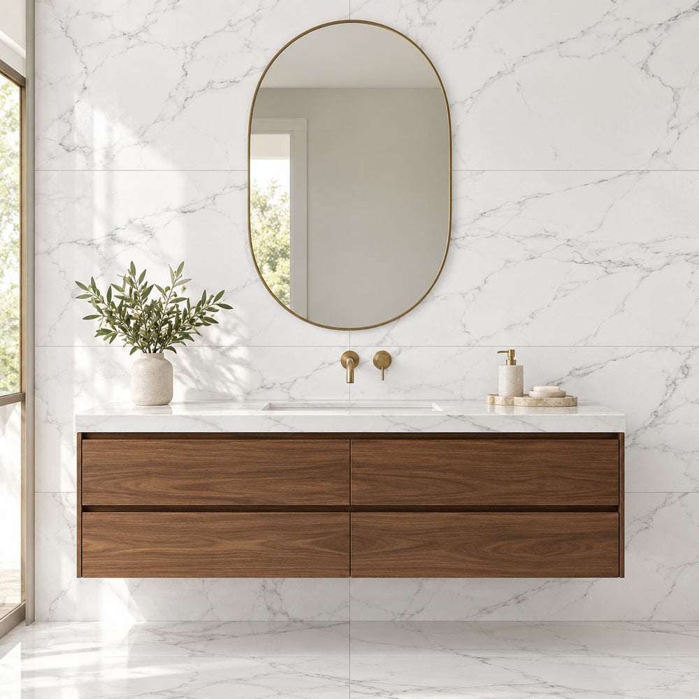 Eterna Carrara 24x48 Polished/Honed Porcelain Tile — generated installation scene