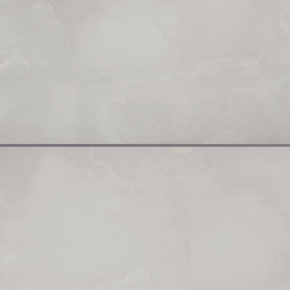 Eterna Bianco Onyx 24x48 Glossy Porcelain Tile — installed close-up, supplier reference crop