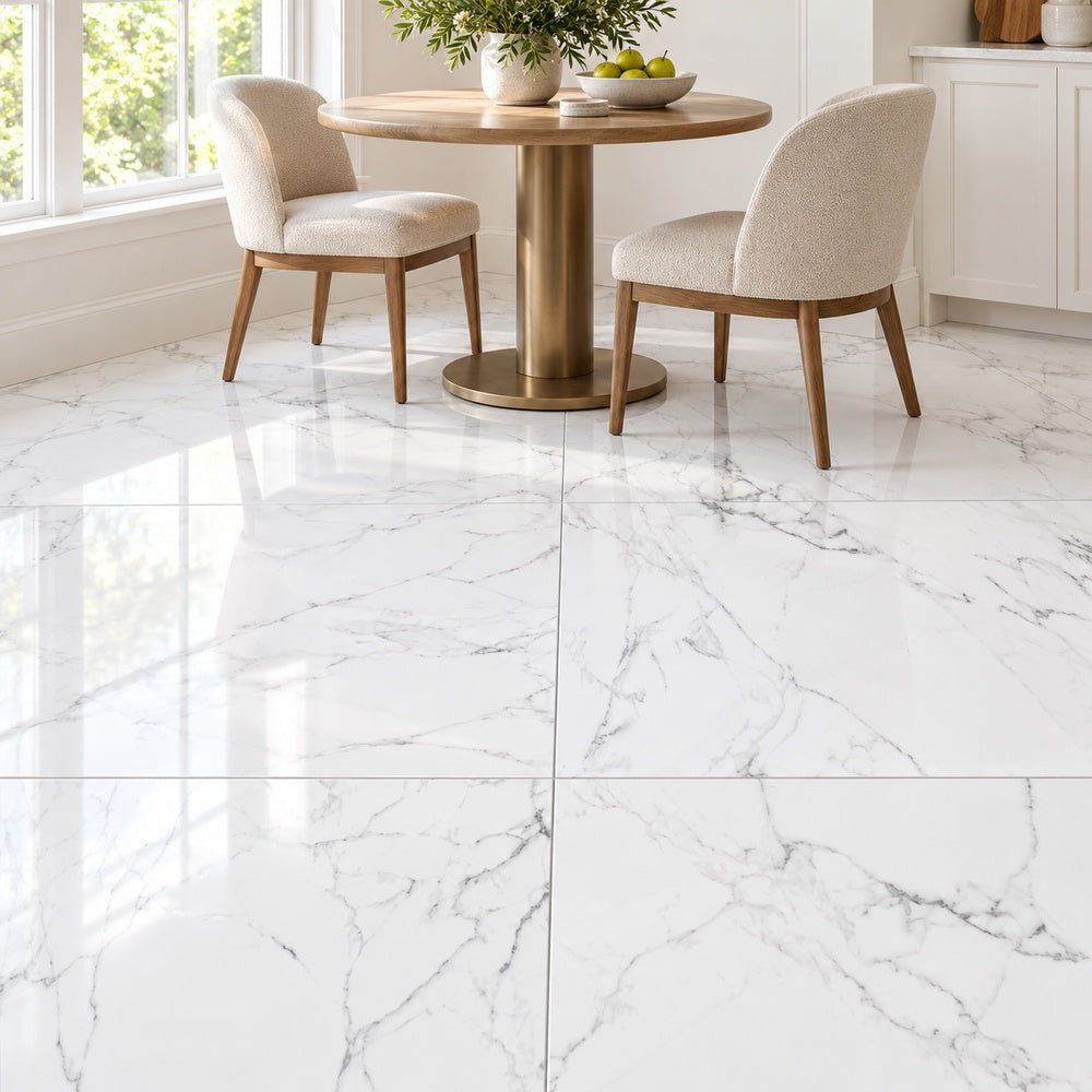 Eterna Carrara 35x35 Polished/Honed Porcelain Tile — generated installation scene