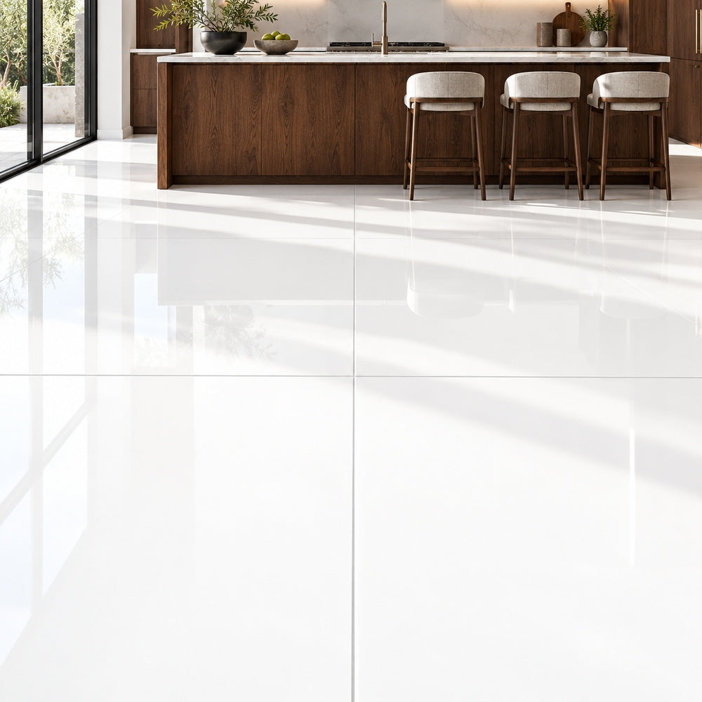 Eterna Pure White 48x48 Polished/Honed Porcelain Tile — generated installation scene
