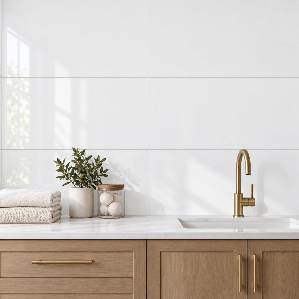 Eterna Pure White 24x48 Polished/Honed Porcelain Tile — generated installation scene