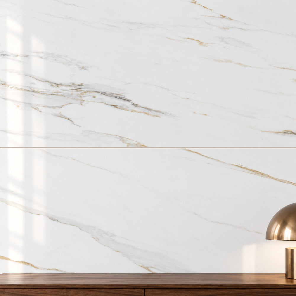 Eterna Calacatta Gold 24x48 Polished/Honed Porcelain Tile — generated installation scene