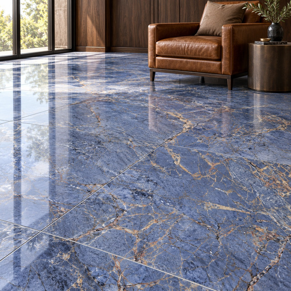 Eterna Macauba Blue 48x48 Polished/Honed Porcelain Tile — generated installation scene