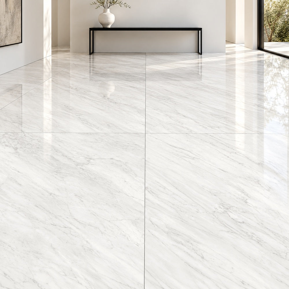 Eterna Pantheon Smoke 48x48 Polished Porcelain Tile — generated installation scene