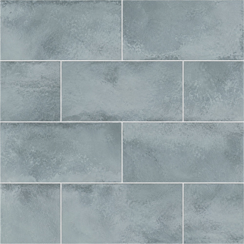 Genesis Aqua 3x6 BG Ceramic Tile installed tile close-up