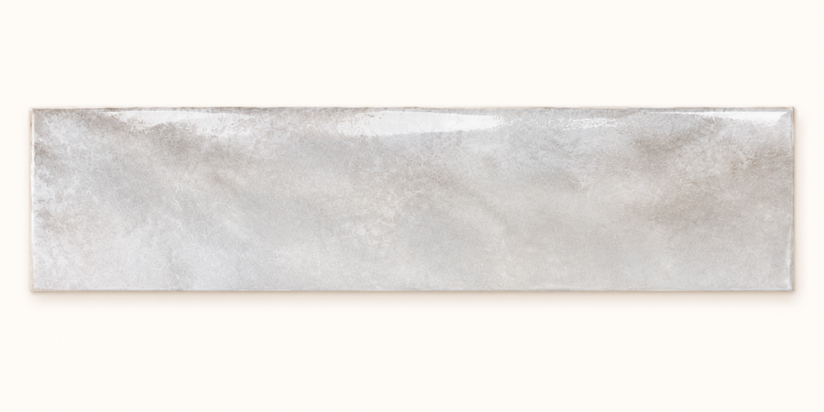 Genesis cloud 3x12 glossy ceramic tile — single tile glaze detail visualization