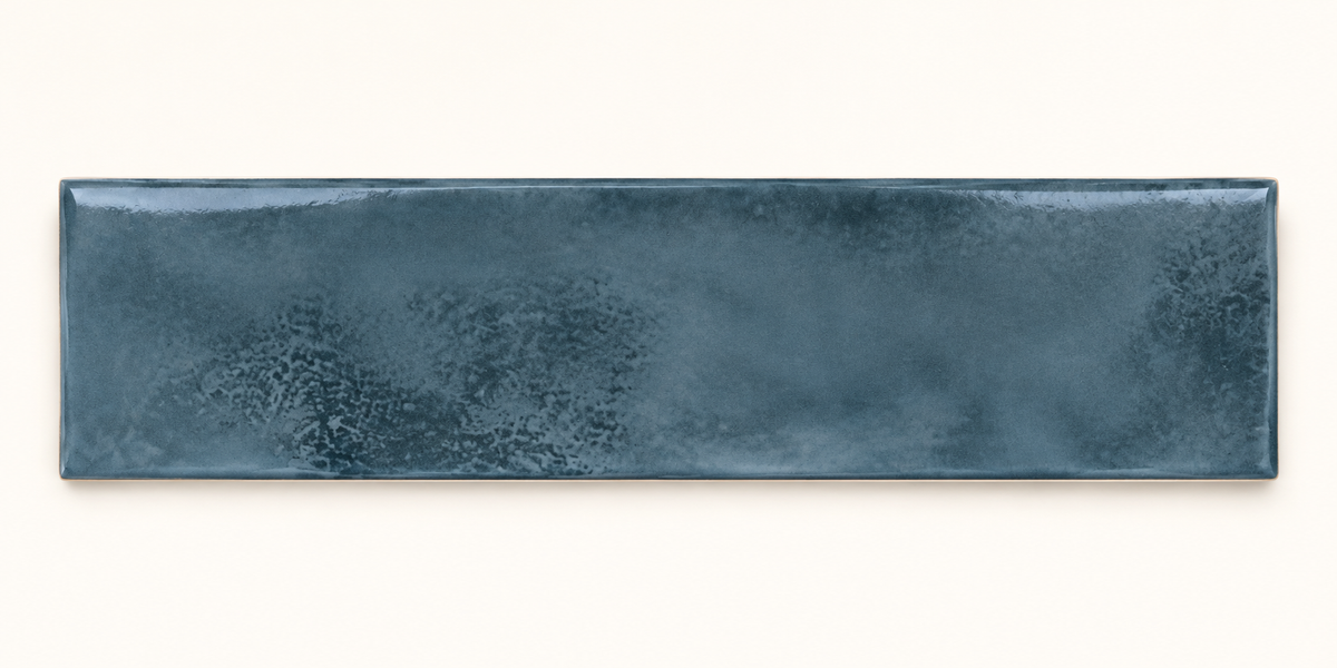 Genesis marine 3x12 glossy ceramic tile — single tile glaze detail visualization