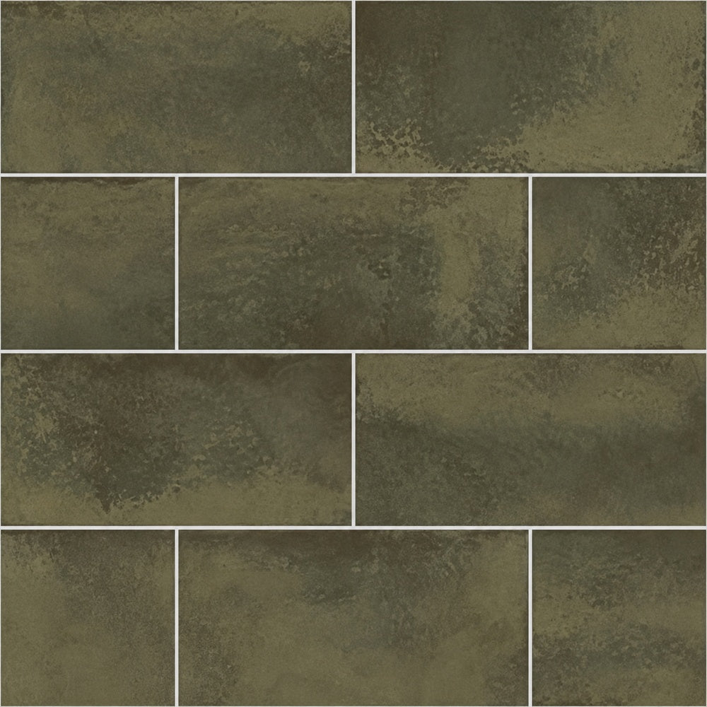 Genesis Moss 3x6 BG Ceramic Tile installed tile close-up