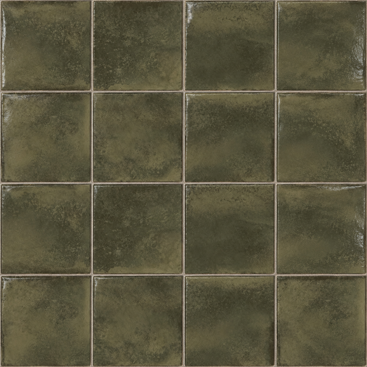 Genesis moss 4x4 glossy ceramic wall tile — AI-generated pattern visualization
