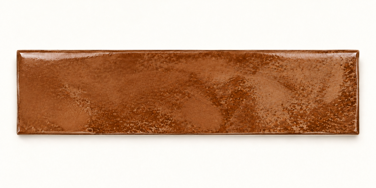 Genesis sunset 3x12 glossy ceramic tile — single tile glaze detail visualization