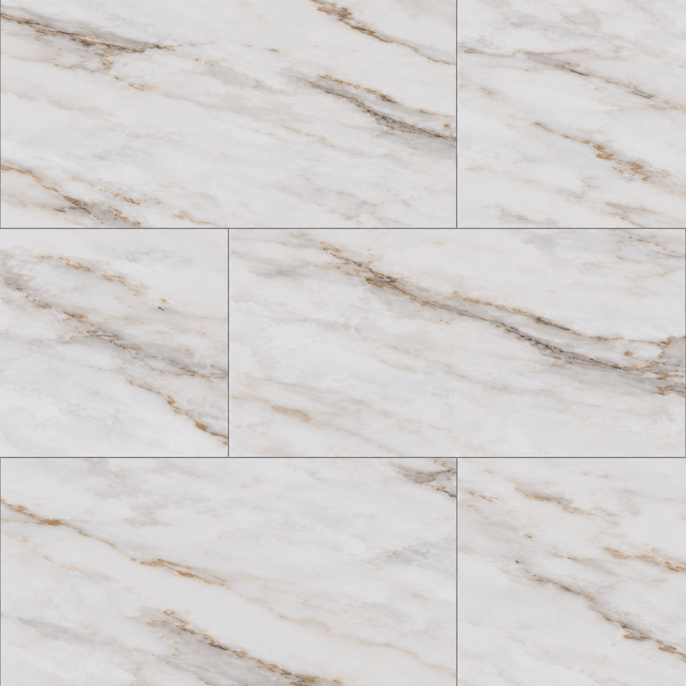 Gleamore Gold 24x48 R Polished/Matte Porcelain Tile large-format installed close-up