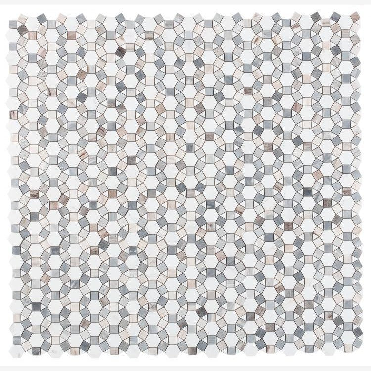 Granada Carrara & Blue Palissandro 12x12 Marble Mosaic Tile