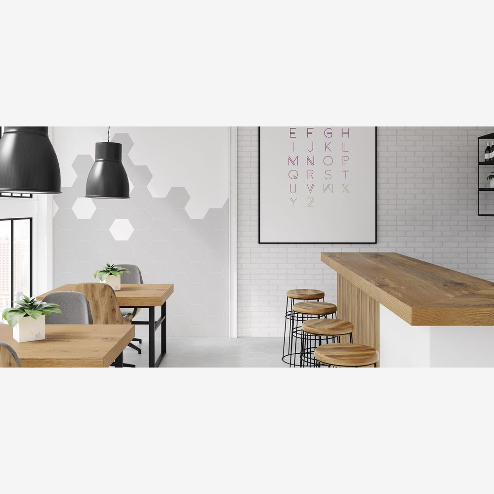 Madrid White 8x9 Hexagon Matte Porcelain Tile