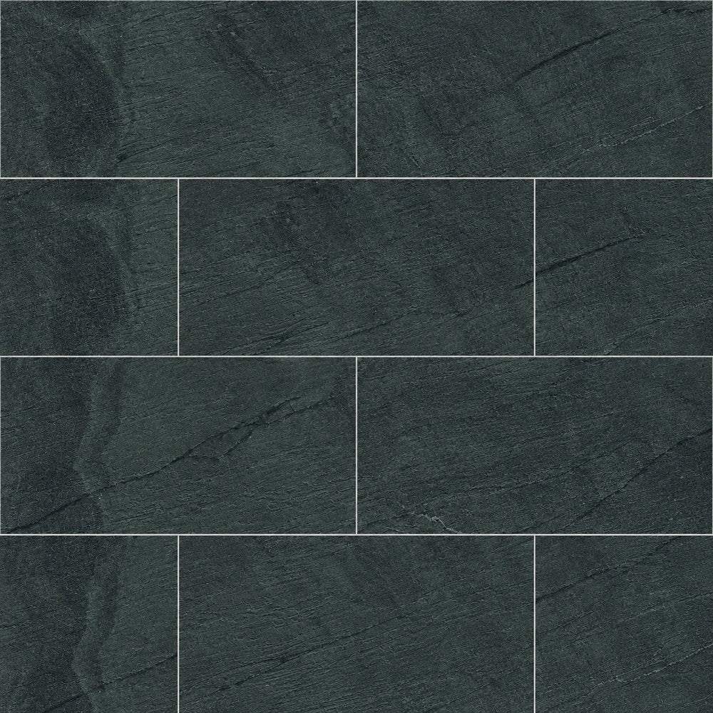 Grove Negro 12x24 R Matte Porcelain Tile installed tile close-up