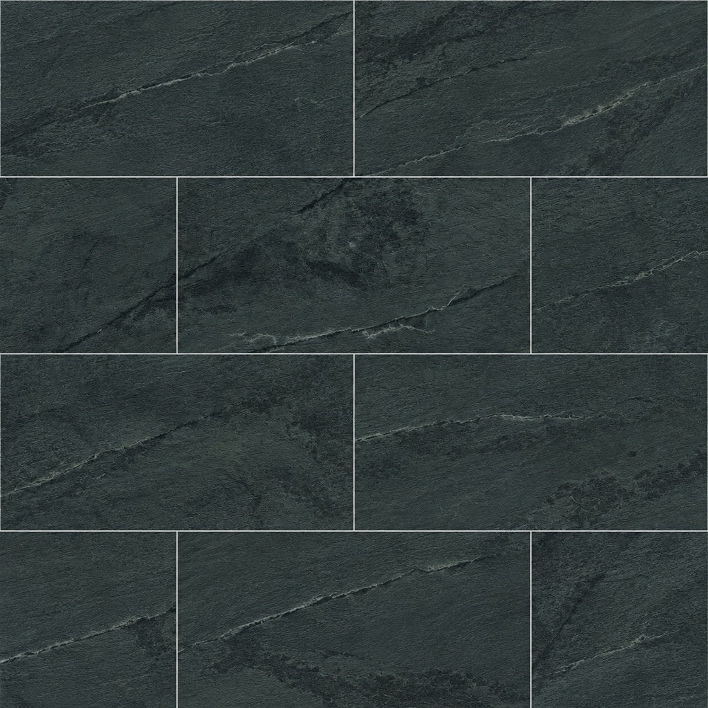 Grove Negro 24x48 R Matte Porcelain Tile installed tile close-up