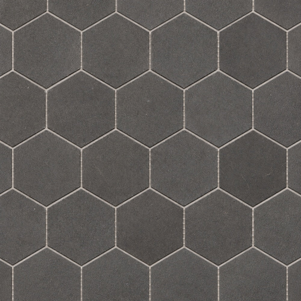 Hexalux Basalt 3x3 10.25x11.75 Honed Mosaic Tile close-up