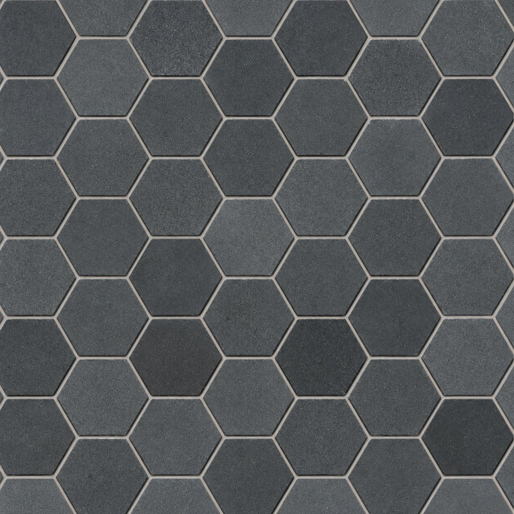 Hexalux Basalt 11.75x12 Mosaic Tile close-up