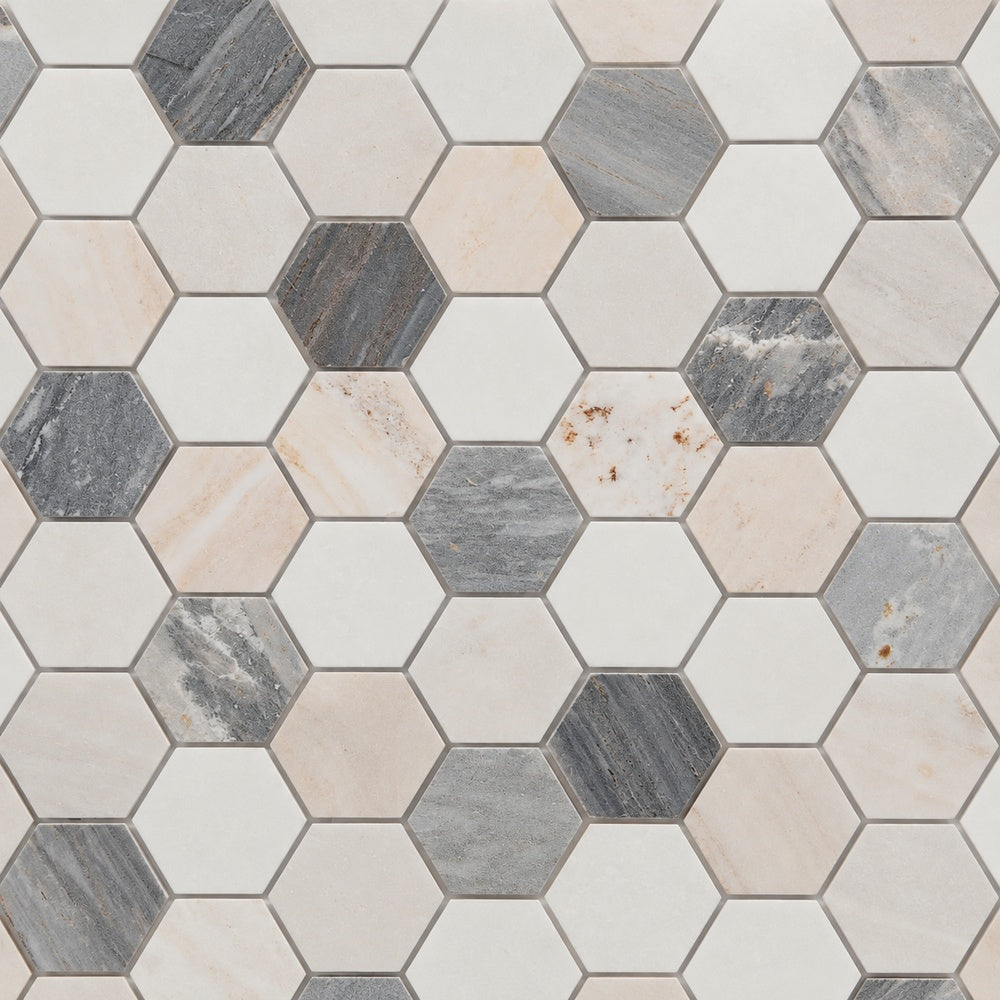 Hexalux Beach 2x2 11.75x12 Polished Mosaic Tile close-up