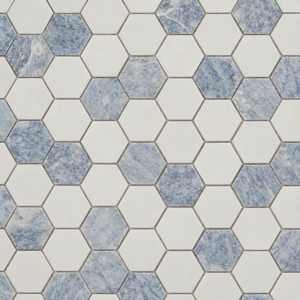 Hexalux Crystal Ocean 11.75x12 Polished Mosaic Tile close-up