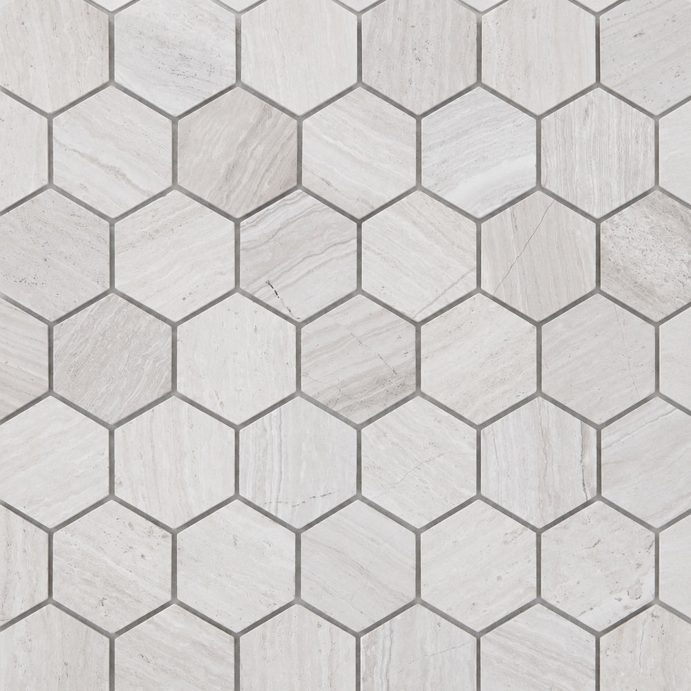 Hexalux Grey 2x2 12x12 Mosaic Tile close-up