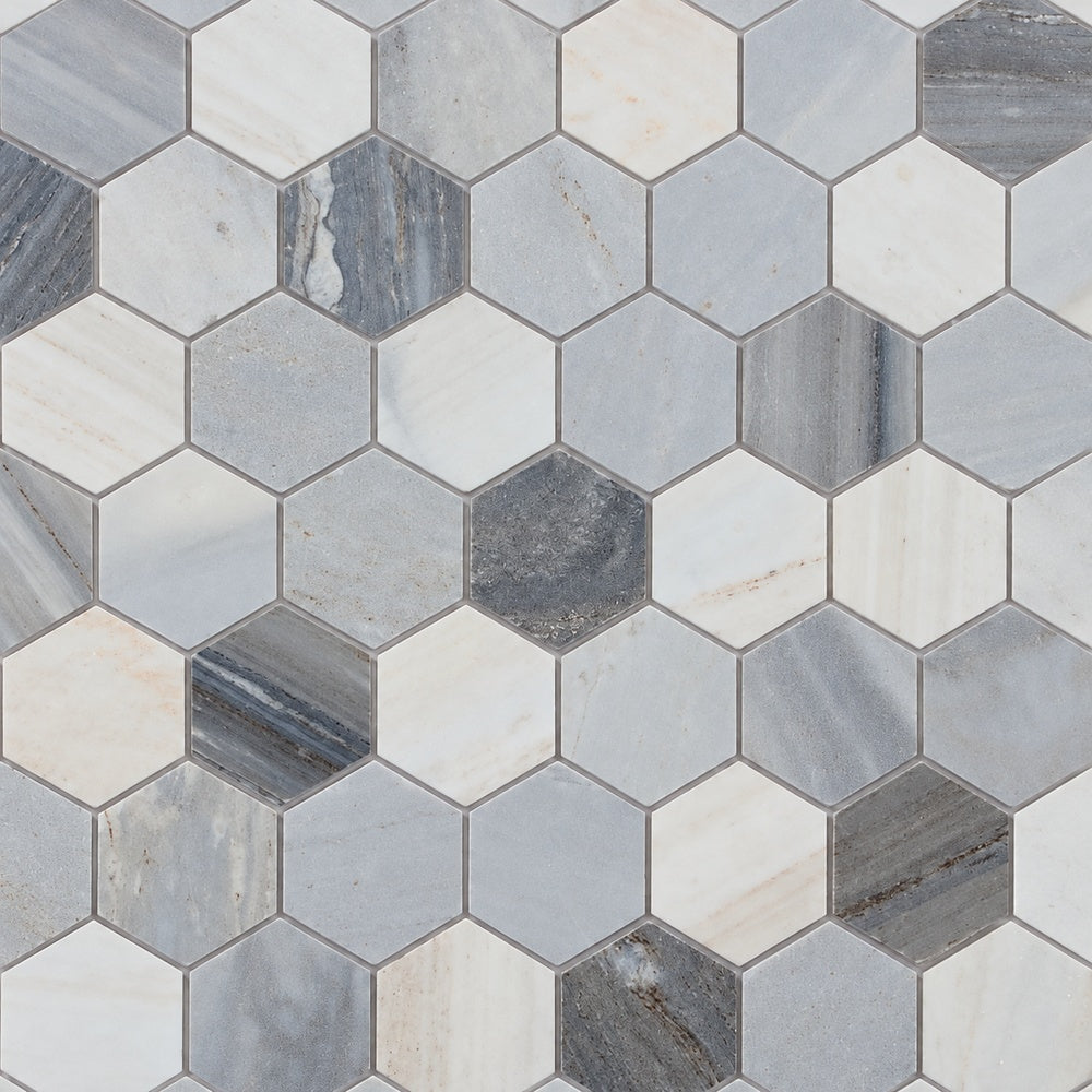 Hexalux Italian Blue 2x2 11.75x12 Mosaic Tile close-up