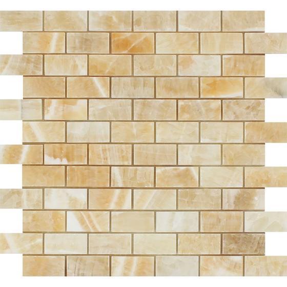 Honey Onyx 1x2 Brick Mosaic Polished