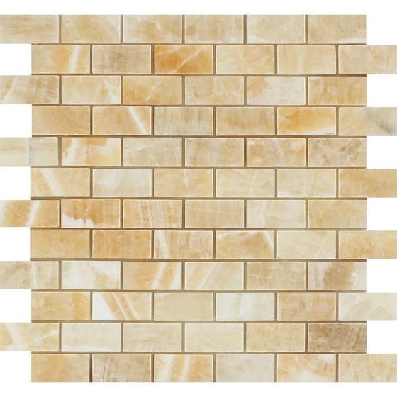 Aurora Onyx 1x2 Brick Mosaic Polished