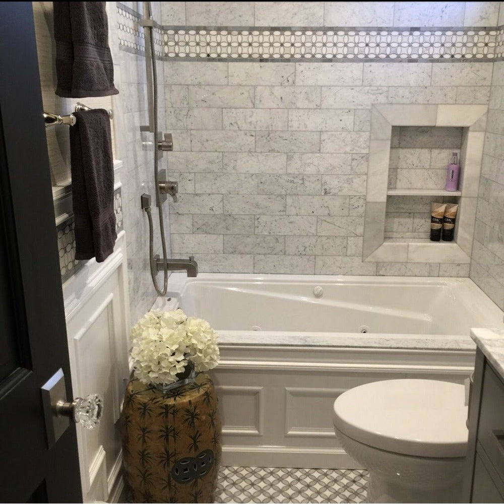 Carrara White 4x12 Subway Marble Tile Polished/Honed