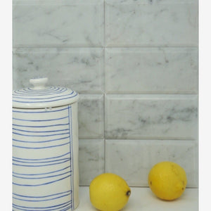 Carrara White 3x6 Beveled Subway Tile Polished/Honed