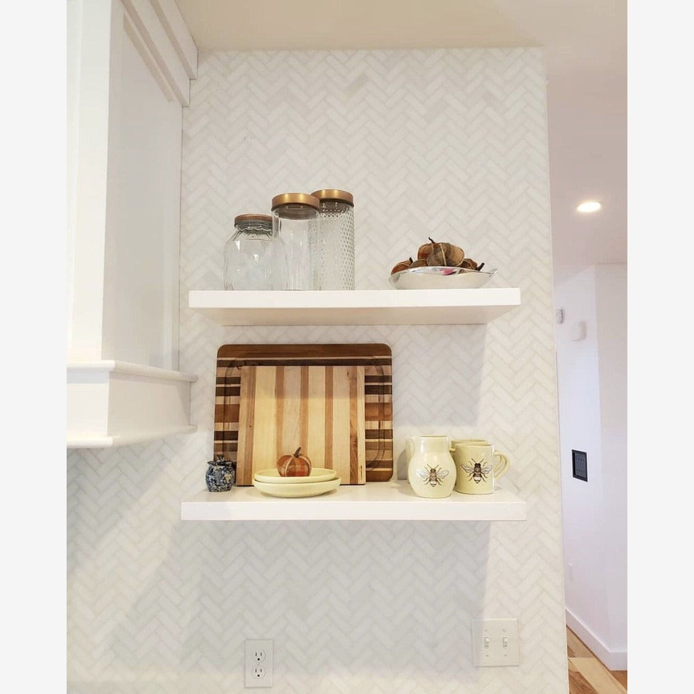 Thassos White Herringbone 1X3 Polished/Honed Marble Mosaic Tile