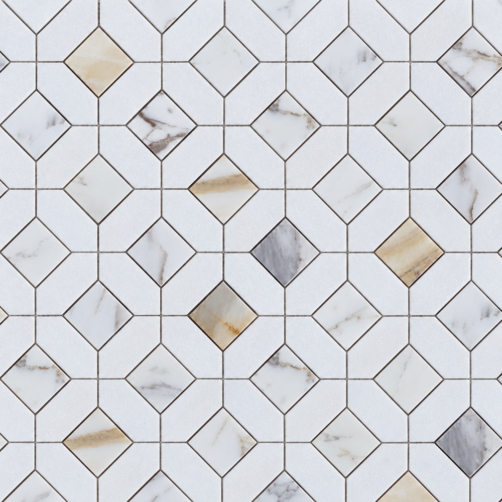 Lennox Calacatta Gold Mosaic installed pattern close-up