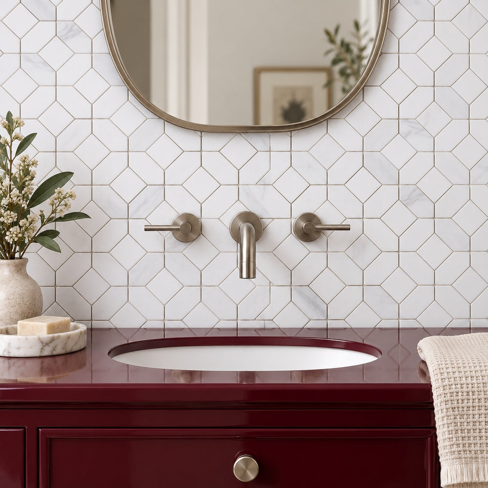 Lennox Perla Bianco marble mosaic room installation