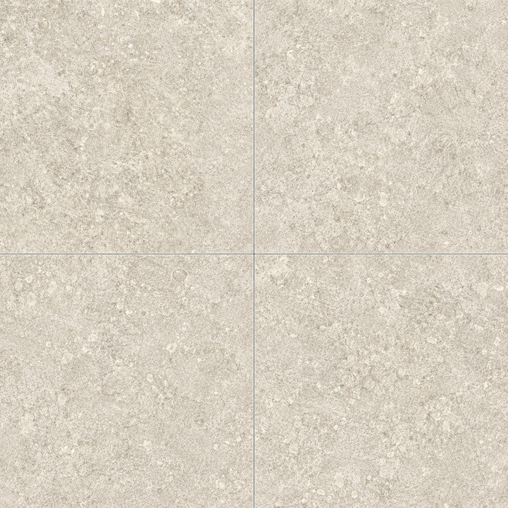 Liora Bone Crosscut 48x48 R Porcelain Tile — four equal square tiles in a 2×2 installed close-up