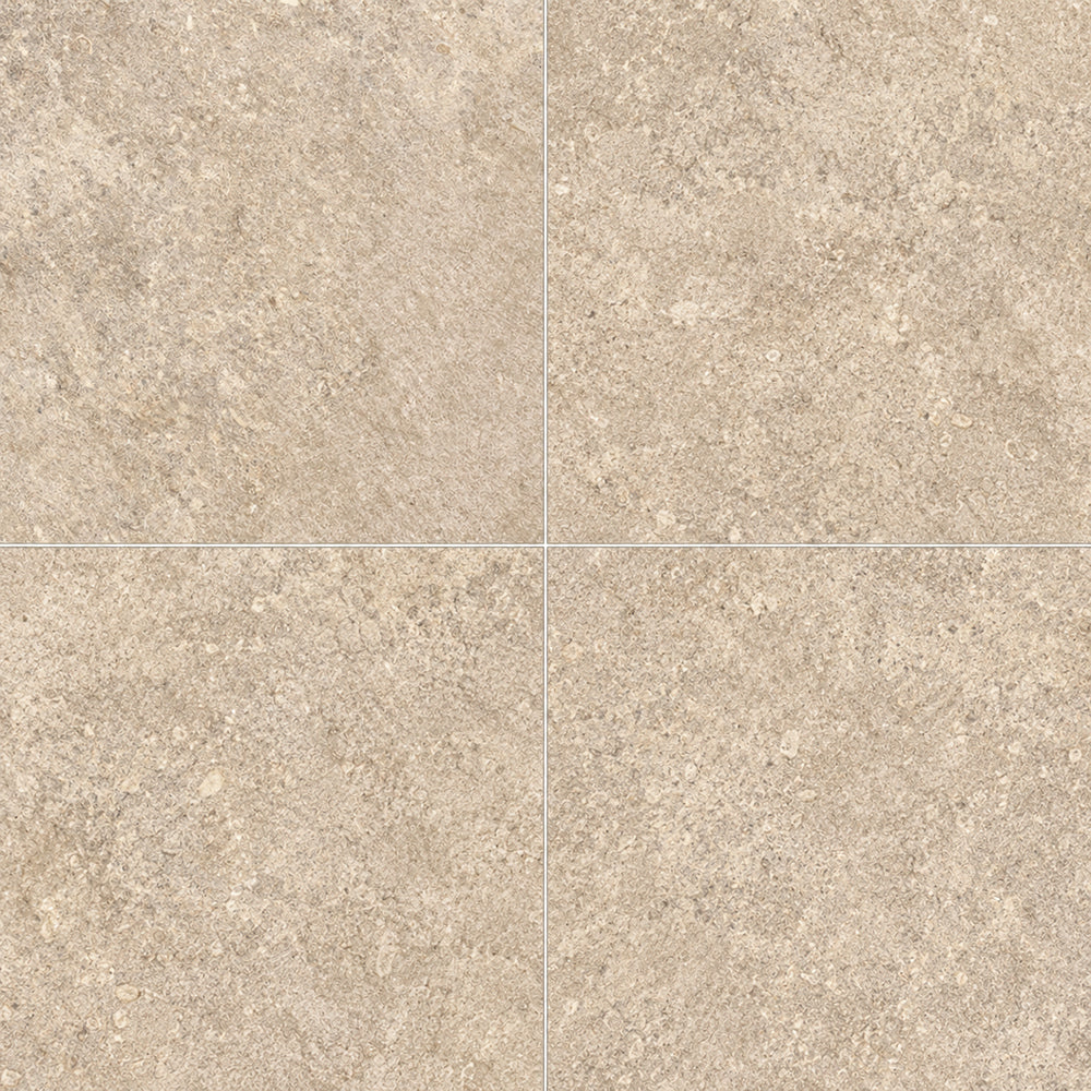 Liora Moka Crosscut 48x48 R Porcelain Tile — four equal square tiles in a 2×2 installed close-up