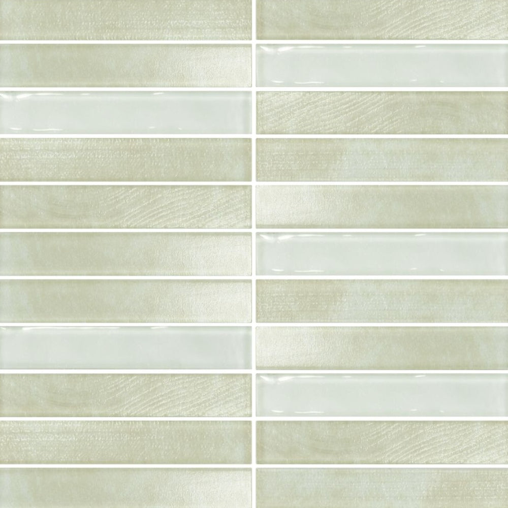 Lumina Dune 12x12 Stacked Glass Mosaic Tile — installed close-up