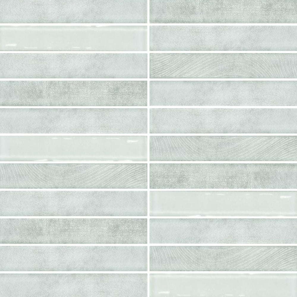 Lumina Halo 12x12 Stacked Glass Mosaic Tile — installed close-up