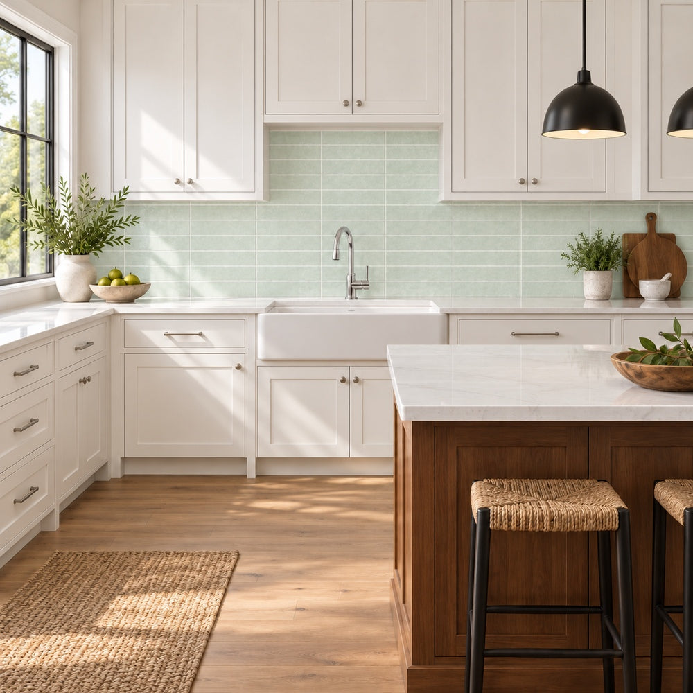 Lumina Crystal 3x12 Glass Mosaic Tile — generated room installation scene