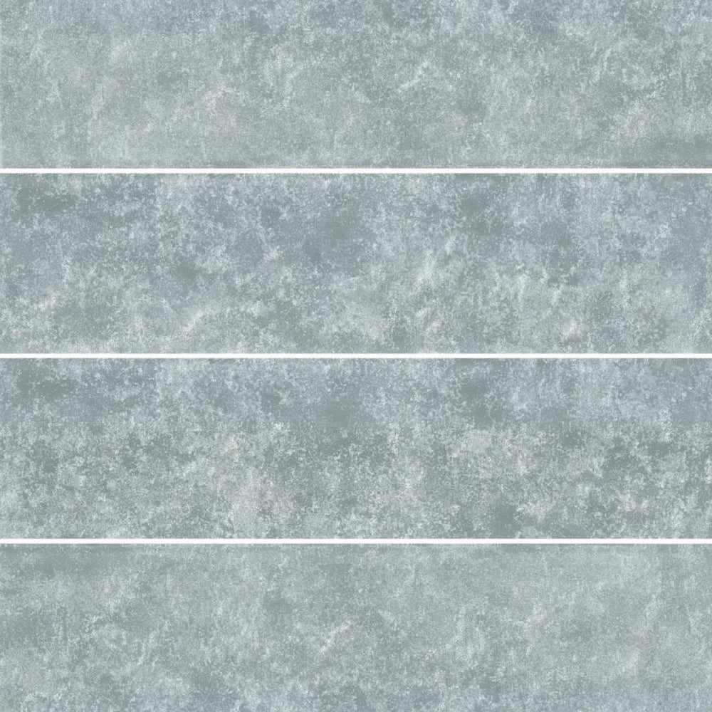 Lumina Pewter 3x12 Glass Tile — installed close-up