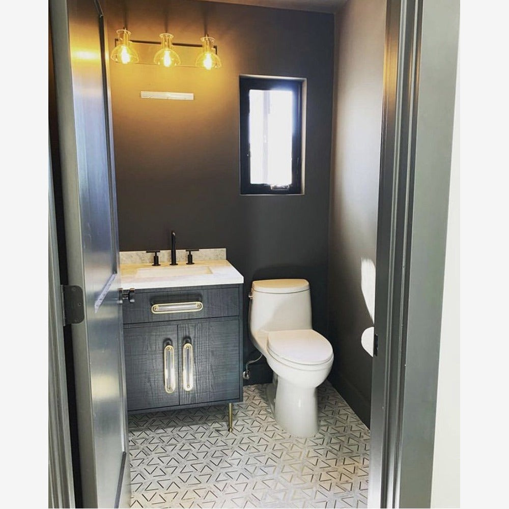Glam Carrara White + Brass 12x14 Glossy Melbourne Marble Tile
