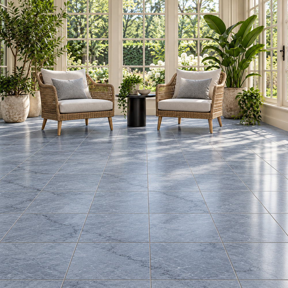 Moonstone Grey Imperiale 12x12 Polished/Honed Marble Tile — generated room installation scene