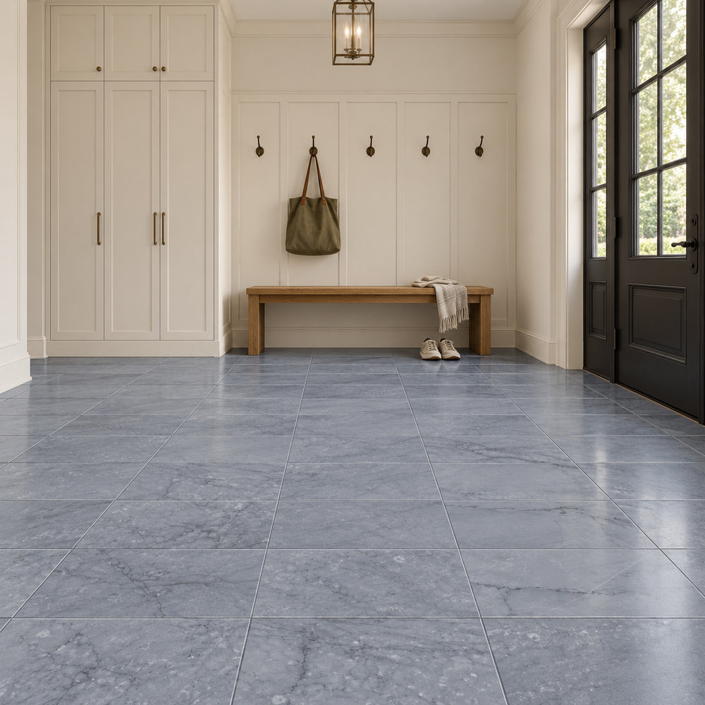 Moonstone Grey Imperiale 12x24 Polished/Honed Marble Tile — generated room installation scene