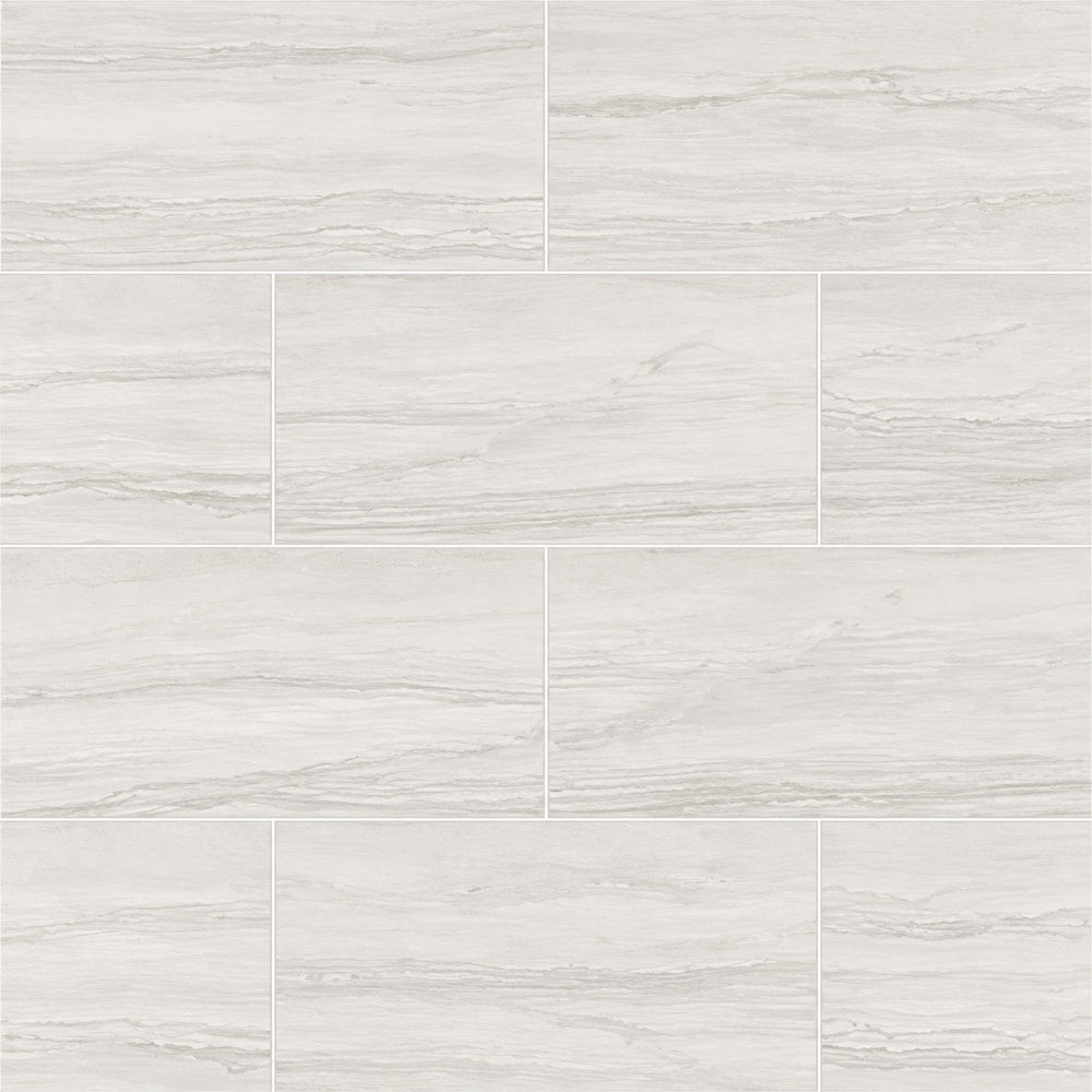 Mythos Blanco 12x24 Porcelain Tile installed tile close-up