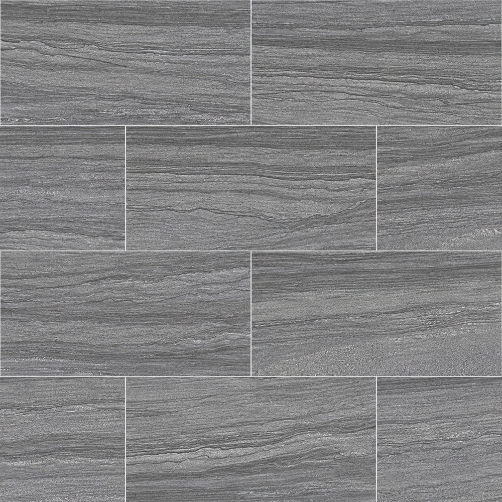 Mythos Graphite 12x24 Porcelain Tile installed tile close-up