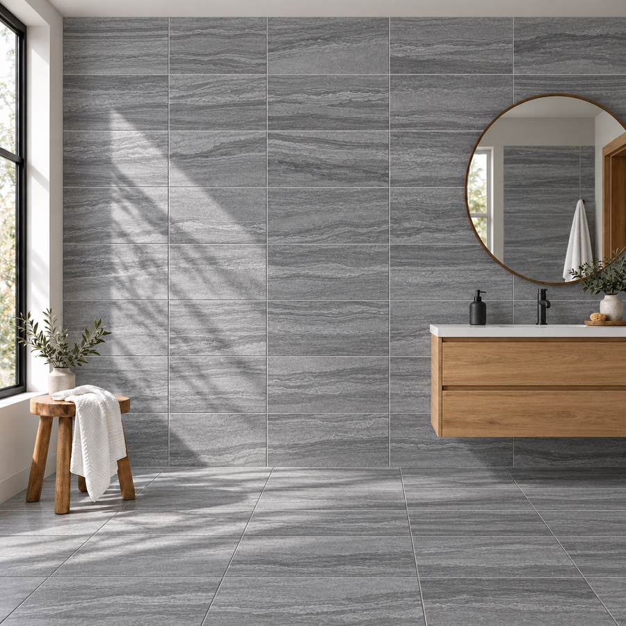 Mythos Graphite Polished 12x24 R Porcelain Tile