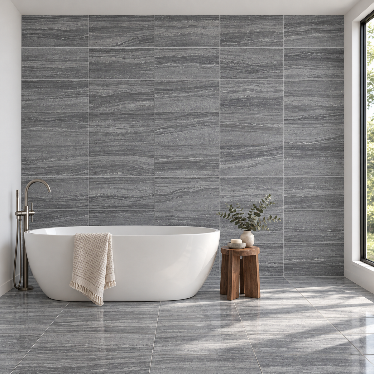 Mythos graphite 12x24 bathroom tub