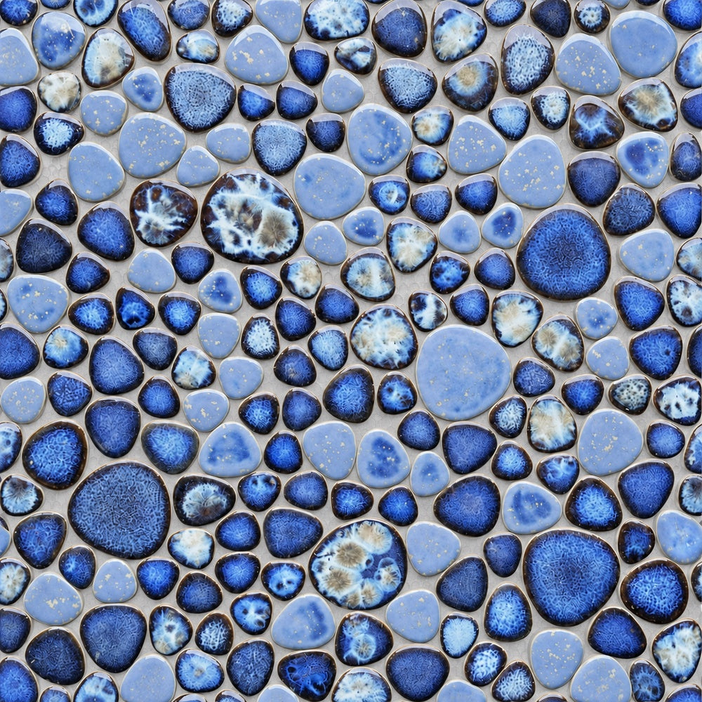 Nevis Azure Pebble Mosaic close-up