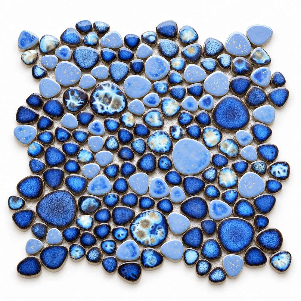 Nevis Azure Pebble Mosaic angled product view