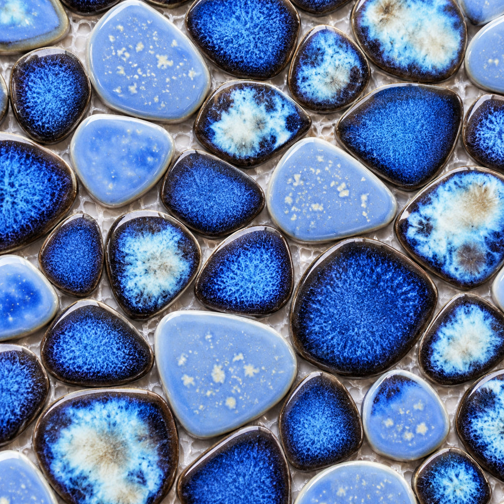 Nevis Azure Pebble Mosaic detail product view
